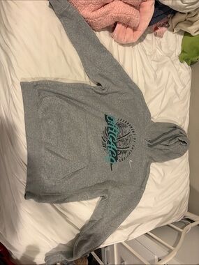 Nike Gray Hoodie with Teal Chicago Graphic